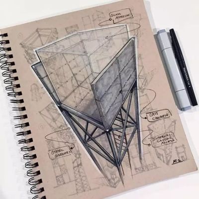 帅帅设计师的马克笔产品手绘、建筑手绘、景观手绘作品